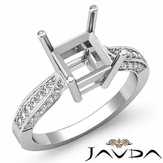 0.4Ct Princess Diamond Engagement Ring Cathedral Pave 14k Gold White Semi Mount