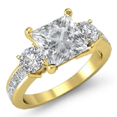 3 Stone Channel Sidestone diamond  14k Gold Yellow