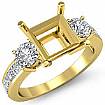 Diamond Engagement Three 3 Stone Ring Round Princess Semi Mount 18k Gold Yellow 1Ct
