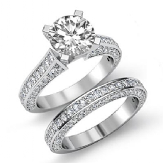 Pave Wedding Bridal Set diamond Ring 14k Gold White