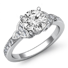 Floral Style Pave 3 Stone diamond Hot Deals 14k Gold White