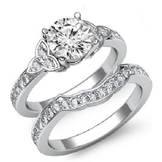 Floral Motif Pave Bridal Set diamond Ring 18k Gold White