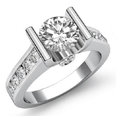 Channel Bezel Accents Set diamond Ring 18k Gold White