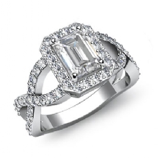 Halo Sidestone Cross-Shank diamond Ring 18k Gold White
