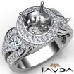 3 Stone Round Diamond Vintage style Engagement Halo Ring Set 14k Gold White Semi-Mount 1.85Ct