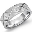 Mens 3Stone Princess Diamond Half Wedding Band Solid Ring Platinum 950 0.2Ct