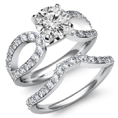 Split Curve Shank Bridal Set diamond Ring 18k Gold White