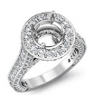 2.1Ct Diamond Engagement Round Semi Mount Halo Pave Setting Ring 14k Gold White