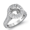 2.1Ct Diamond Engagement Round Semi Mount Halo Pave Setting Ring Platinum 950 - javda.com 