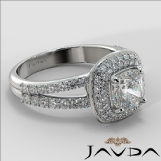 Double Halo Pave Split Shank diamond Ring 18k Gold White