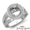 Round Semi Mount Diamond Engagement Halo Pave Setting Ring Platinum 950 0.76Ct - javda.com 