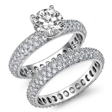 Eternity 3 Row Shank Bridal diamond Ring 18k Gold White