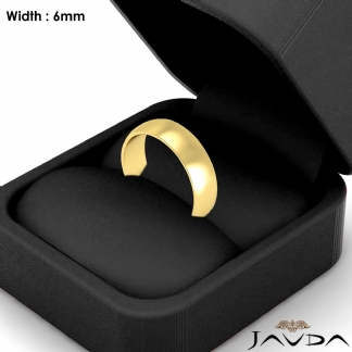 Mens Wedding Band Dome Plain Polish Solid Ring 6mm 14k Gold Yellow 5.4g 6-6.75 Sz