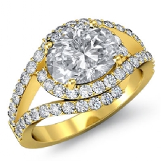 Halo Pave Set Curve Shank diamond  14k Gold Yellow