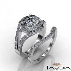 Halo Bypass Style Bridal Set diamond  18k Gold White