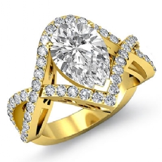 Cross Shank Pave Filigree diamond Ring 18k Gold Yellow