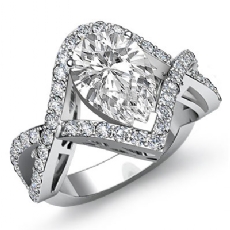 Cross Shank Pave Filigree diamond Ring 18k Gold White