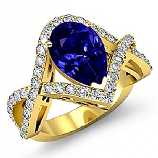 Cross Shank Pave Filigree diamond Ring 14k Gold Yellow