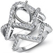 1.4Ct Round Diamond Engagement Ring Pear Bridal Set 14k Gold White Pave Setting