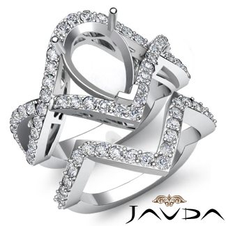 1.4Ct Round Diamond Engagement Ring Pear Bridal Set 14k Gold White Pave Setting