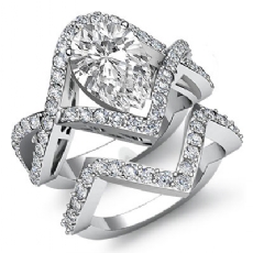 Cross Shank Pave Bridal Set diamond  Platinum 950