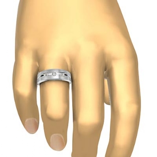 Baguette 3 Stone Diamond 7mm Ring Men's Half Wedding Band 18k Gold White 0.2Ct
