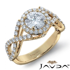 Criss Cross Halo Pave Accents diamond Ring 18k Gold Yellow