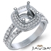 2 Row Halo Pave Diamond Engagement Cushion Ring Platinum 950 Semi Mount 0.7Ct