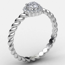 Twisted Rope Prong Set Halo diamond Ring 18k Gold White