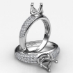 Three Row Round Diamond Semi Mount Engagement Ring in 18k White Gold 0.3Ct - javda.com 
