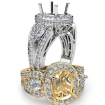Cushion 3 Stone Halo Diamond Engagement Ring 18k White Gold Vintage Semi Mount 1.85Ct - javda.com 