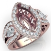 3 Stone Marquise Halo Diamond Engagement  Antique & Vintage Ring 14k Rose Gold Semi Mount 1.35Ct - javda.com 