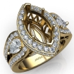 3 Stone Marquise Halo Diamond Engagement  Antique & Vintage Ring 14k Yellow Gold Semi Mount 1.85Ct - javda.com 