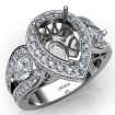 Pear Diamond Antique Engagement Halo 3Stone Ring Setting 18k White Gold Semi-Mount 1.85Ct - javda.com 