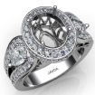 Vintage 3Stone Oval Diamond Engagement Halo Ring Setting 14k White Gold Semi Mount 1.85Ct - javda.com 