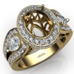Vintage 3Stone Oval Diamond Engagement Halo Ring Setting 18k Yellow Gold Semi Mount 1.85Ct - javda.com 