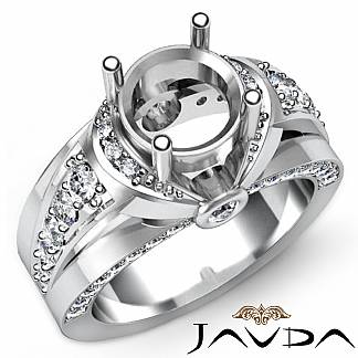 0.9Ct Round Diamond Engagement Ring Platinum 950 Semi Mount Pave Bezel Setting