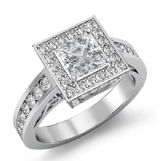 Channel Set Halo Filigree diamond Ring 14k Gold White