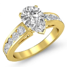 Channel Set Shank diamond Ring 14k Gold Yellow