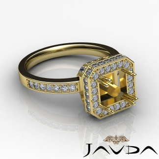 0.85Ct Diamond Engagement Ring 14k Gold Yellow Princess Semi Mount Halo Setting