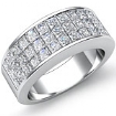 Womens Princess Invisible Diamond Half Wedding Band Ring 14k Gold White 1.75Ct