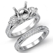 3Ct Diamond Engagement Pave Ring Round 3 Stone Bridal Setting 18k White Gold - javda.com 