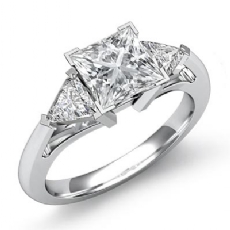 Trillion Classic Three Stone diamond Ring 18k Gold White