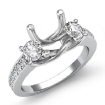 Round Diamond 3 Stone Engagement Ring Setting Platinum 950 Semi Mount 0.8Ct - javda.com 