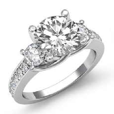 Trellis 3 Stone Sidestone diamond Ring 18k Gold White