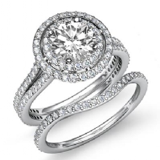 Gala Halo Bridal Set diamond Ring 18k Gold White