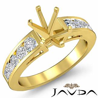 0.75Ct Oval Diamond Channel Setting Engagement Semi Mount Ring 14k Gold Yellow
