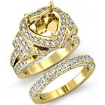 3.9Ct Diamond Engagement Ring Heart Halo Pave Setting Bridal Set 14k Gold Yellow