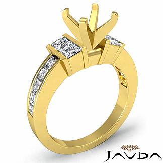 1Ct Diamond Engagement Semi Mount Ring Asscher Channel Setting 18k Gold Yellow