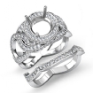 1.7Ct Halo Pave Diamond Engagement Ring Round Bridal Set 18k White Gold Setting - javda.com 